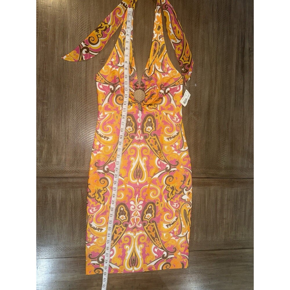 NWT An Original Milly Of New York Orange Pink Paisley Halter Dress Size 2 $375 - Picture 12 of 16